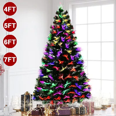 4/5/6/7FT Christmas Tree Pre Lit LED Lights Fibre Optic Xmas Trees Decorations • $8.99