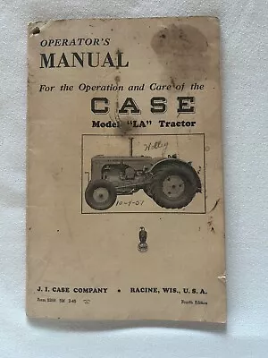 Vintage 1945 (+50s)  J.I. CASE Model LA Tractor Owner Operator Parts Manual 5288 • $25