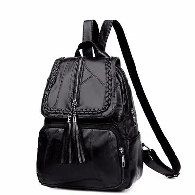 Women's Ladies Leather Backpack Anti-Theft Rucksack Travel Shoulder Bag Satchel. • £7.99