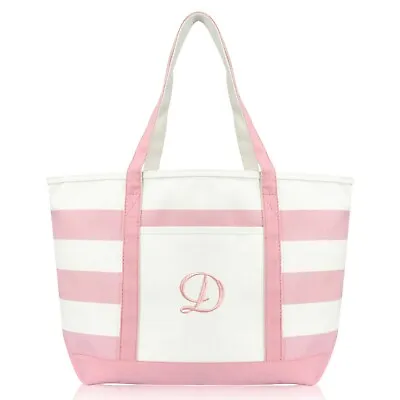 DALIX Monogrammed Beach Bag And Totes For Women Personalized Gifts Pink A-Z • $24.99