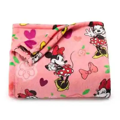 New Disney Minnie Mouse Plush Throw Blanket Hearts & Flowers The Big One 5x6 Ft • $29.95