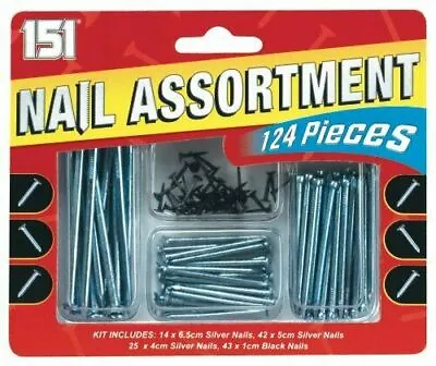 124 X Nails DIY Wood Carpentry Pins Nail Metal Professional 1 4 5 6.5cm • £3.99