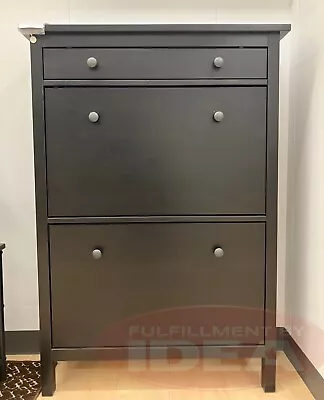 Brand New IKEA HEMNES Black Brown Shoe Cabinet With 2 Compartments 402.169.08 • $255.20
