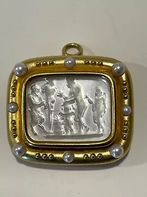 Elizabeth Locke 19k Gold Venetian Glass Intaglio Pan Picnic Pendant/pin  • $4499