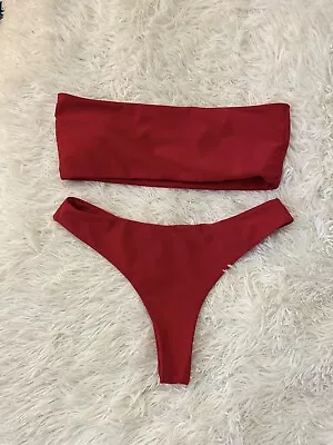 Zaful  Red Bandeau 2 Piece Women’s Bathing Suit Size L • $20