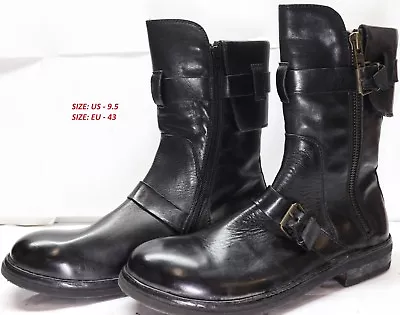 MOMA Rockford Nero Black Leather Men's Shoes Boots 60205 Size US 9.5 / EU 43 • $249.99