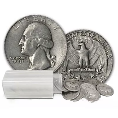 90% Silver Washington Quarters - Roll Of 40 - $10 Face Value Average Circulated • $226.41