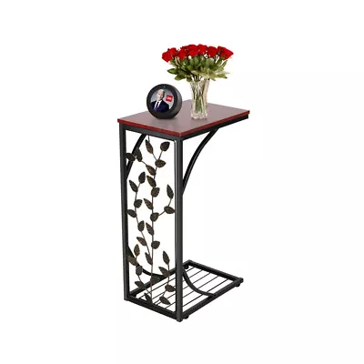 £18.99 • Buy Small Sofa Side Table C Shaped Coffee End Table Living Room/Bedroom/Leaf Pattern