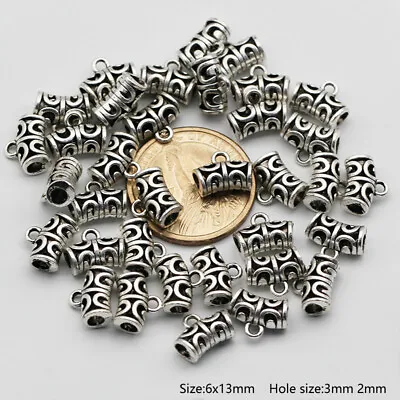 50pcs Tibetan Silver Metal Alloy Charms Loose Spacer Beads Jewelry Making DIY • $5.99