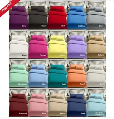 100% Egyptian Cotton Duvet Cover Bedding Set 200 Thread Count & Pillow Case Set • £13.99