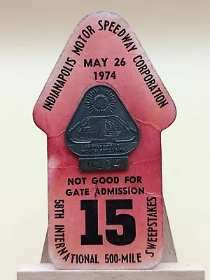$59.97 • Buy 1974 Indy 500 Silver Pit Pass Badge Pin W Backer Card Indianapolis Speedway