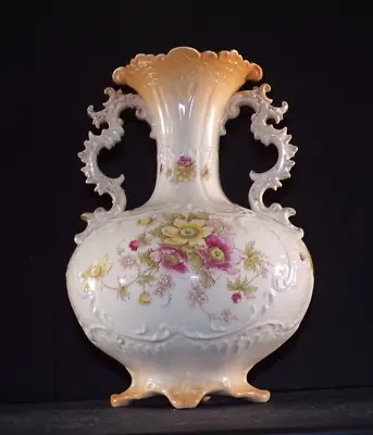 £35 • Buy Decorative Antique Bulbous  Footed Vase ( S.B. & S. ) Floral Pattern Circa 1901