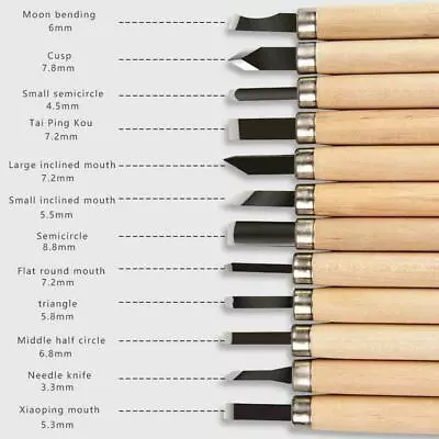 £7.99 • Buy 12 Wood Carving Knife Chisel Kit Woodworking Whittling Cutter Chip Hand Tool Cut