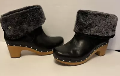 UGG Australia 1001793 Lynnea II Clog Leather Sheepskin Boots Women's Sz 11 Black • $99.95