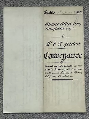 1925 Indentured Property Deed Coach House Richmond Hill Queens Road  Bristol • £15