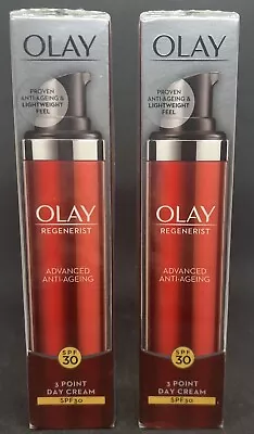 2x Olay Regenerist Advanced  Anti-Ageing  3 Point  Day Cream  SPF30 - 50ML X2 • £28.99