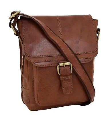 Genuine Tan Leather Bag For Mens Vintage Cross Body Flight Rugged Casual Bag NEW • £59