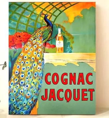 Art Canvas Print Camille Bouchet Cognac Jacquet Peacock Vintage French Brandy Ad • $19
