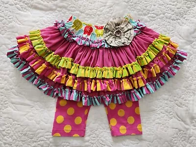 MUSTARD PIE Girls 4T Party Skirt & Leggings Pink Multi • $19.60