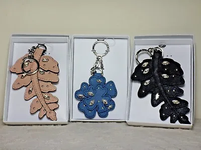 NWT Michael Kors Crystal LG Fern Key FOB/Jewelry Flower Leather CharmsDen/Blk/B • $19.99