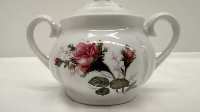 Vintage Moss Rose China Sugar Bowl With Lid • $17.95