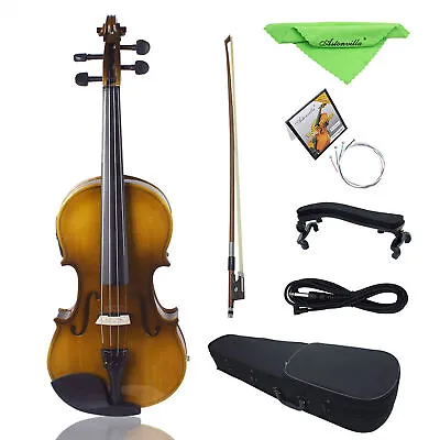 4/4 Full Size Acoustic EQ Electric Violin Fiddle Kit With Shoulder Rest C9S7 • $171.94