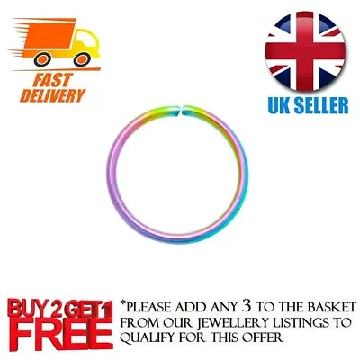 Silver Nose Rings Thin Hoops Set Piercings Tragus Helix Titanium Earring Top Ear • £2.49