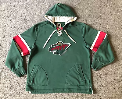 CCM Minnesota Wild Men's Embroidered Lacer Hooded Sweatshirt Hoodie - Size XL • $30