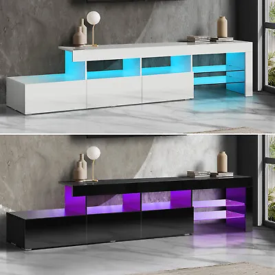 $215.91 • Buy Oikiture TV Unit Entertainment Unit TV Cabinet Stand LED RGB Gloss Storage 220CM