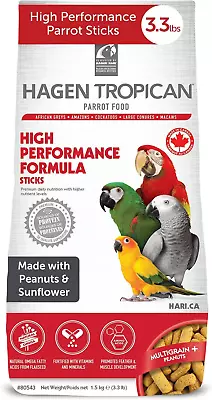 Hagen Tropican High Performance Parrot Food 3.3 Ib Parrot Sticks With Peanuts & • $32.08