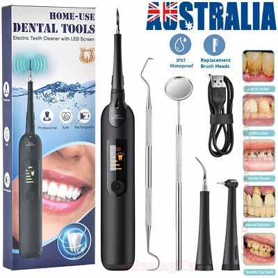 Electric Ultrasonic Dental Tartar Plaque Calculus Tooth Remover Teeth Cleaner AU • $26.45