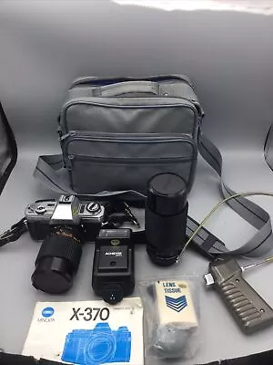 Minolta X-370 35mm Camera-2 Pro Spec Lens-Flash Attachment-(Wind Doesn’t Work) • $39