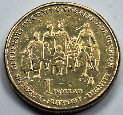 2009 1 Dollar Australian Coin - Age Pension Centenary Good Circulated Condition • $2.25