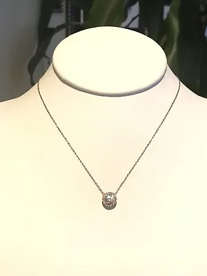 $26 • Buy Nadri Halo Pendant Necklace Rose Gold Tone