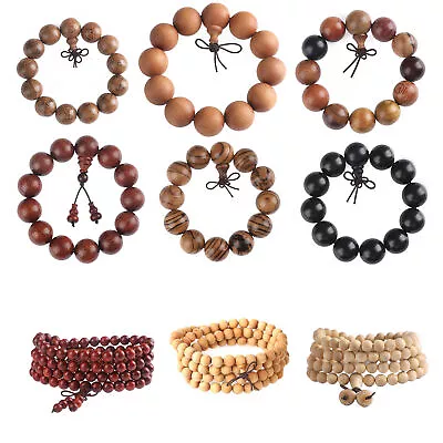 String Red Sandalwood Beads Arborvitae Rosewood Wooden Retro Buddha Bracelets • $12.99