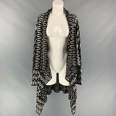 $489 • Buy MISSONI Size 6 / IT42 Black & Silver Knitted Viscose Blend Open Front Coat