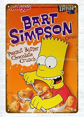 Bart Simpson Peanut Butter Chocolate Crunch Cereal Metal Tin Sign  Wall Decor • £18.20