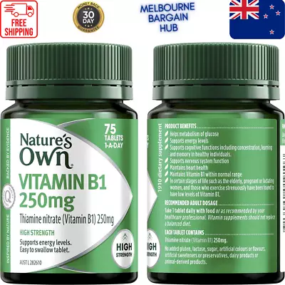 Nature's Own Vitamin B1 250mg 75 Tablets Energy Support High Strength Natures • $20.86