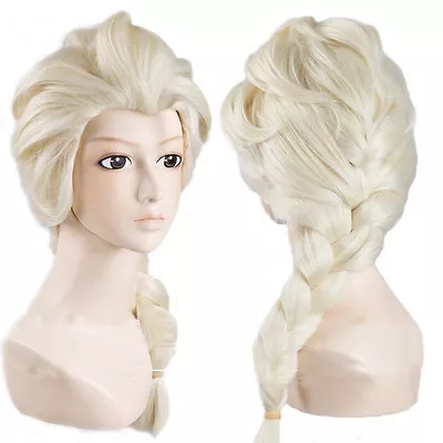 US Braid Frozen Elsa Princess Bleach Blonde Cosplay Wig Synthetic Hair • $9.99