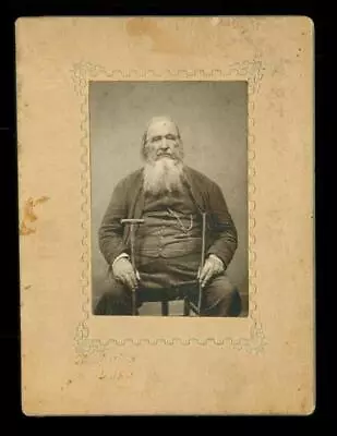 CDV Cabinet Photo H Morrison Harrisonburg VA Elderly Man With Canes Beard • $19.99