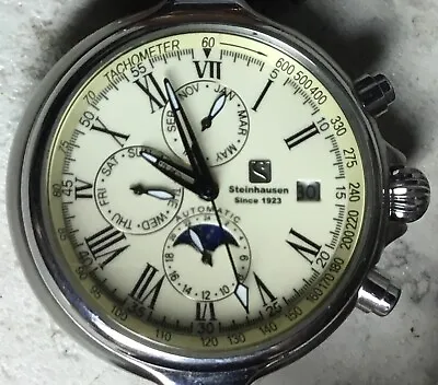 Awesome STEINHAUSEN Triple Date Chronograph A4772 Men’s Wrist Watch Works Great! • $99.99