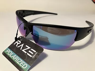 RAZE Eyewear Sunglasses Checkmate Polarized Black Mirrored Smoke Lens 34141 • $17.95