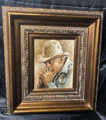 Cowboy Praying Oil Painting Art Baroque Bronze Ornate Frame Picture W Hackert • $299.99