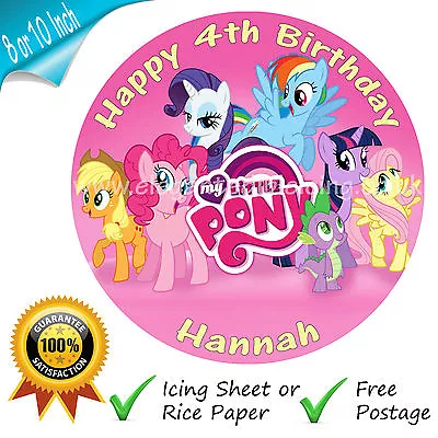 My Little Pony Round Edible Printed Birthday Cake Topper  Personalised • £4.25