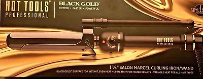 Hot Tools Black Gold Titanium Micro-Shine Marcel Curling Iron 11/4  Dual Voltage • $66.88