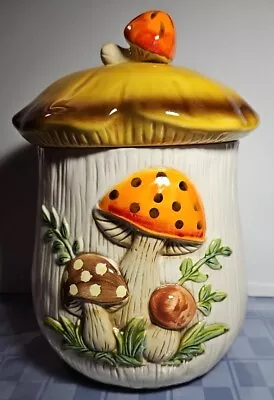 Vintage Merry Mushroom Canister Sears Roebuck 1976 Large 11  Cookie Jar **READ** • $35