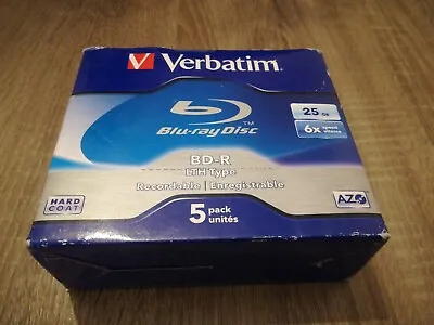 £10 • Buy Verbatim 5 Pack Jewel Case Blu-ray Discs BD-R Recordable 25GB 6x Write NEW 