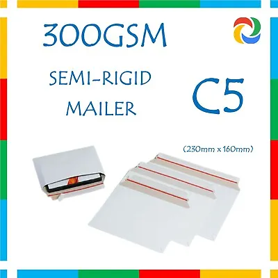 (50x) 160 X 240mm C5 300GSM Cardboard Mailer Thin-Rigid Adhesive Post Envelope • $18.81