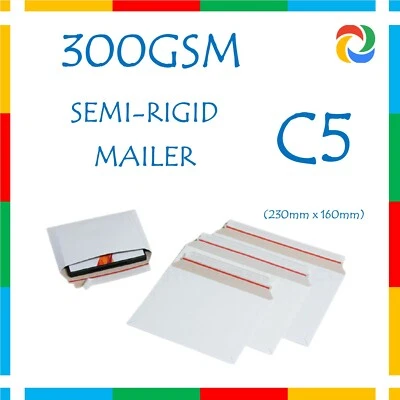 (50x) 160 X 240mm C5 300GSM Cardboard Mailer Thin-Rigid Adhesive Post Envelope • $18.81