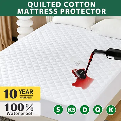 $25.65 • Buy Quilted Cotton Waterproof Mattress Protector Bed Matress Cover Double Queen King